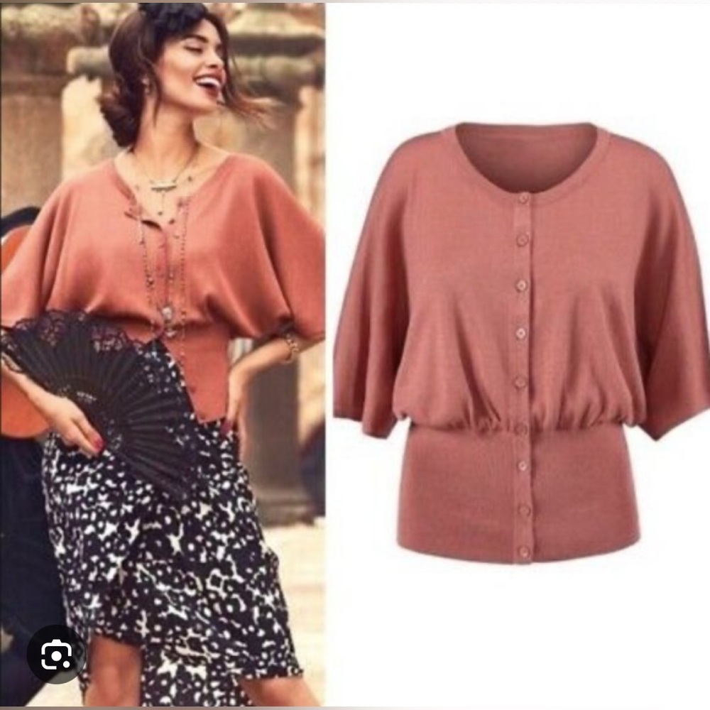 #985 CAbi 5284 Kimono Cardigan Dusty Rose Size Small